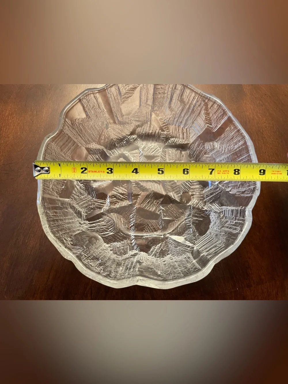 Vintage Clear Textured Glass Decorative Bowl